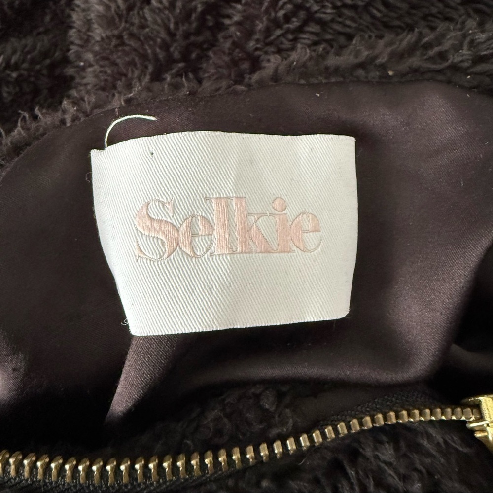 Selkie Jacket Faux Fur Sherpa Full Zip Hoodie in Black - Picture 4 of 5